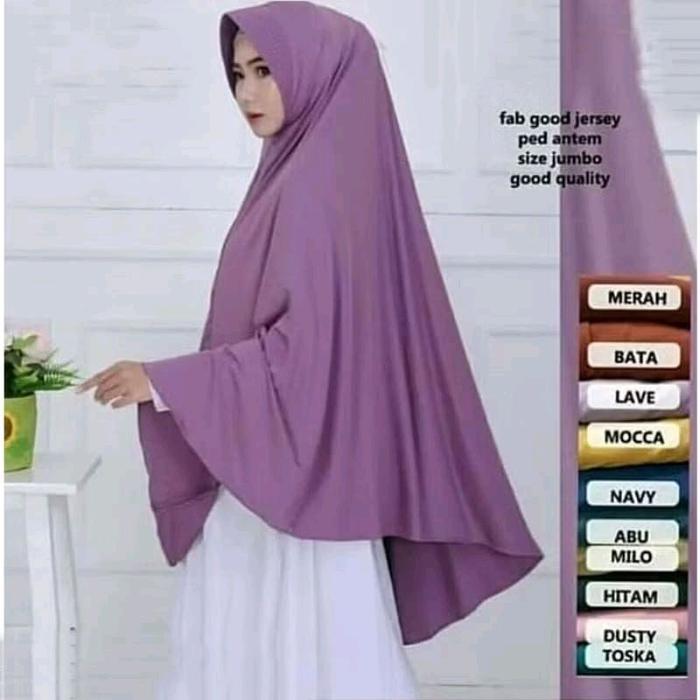 Hijab BergoHamidat XL Jersey Premium Hijab Jersey Sharii Bahan Good Quality Warna Variatif Merah Bat