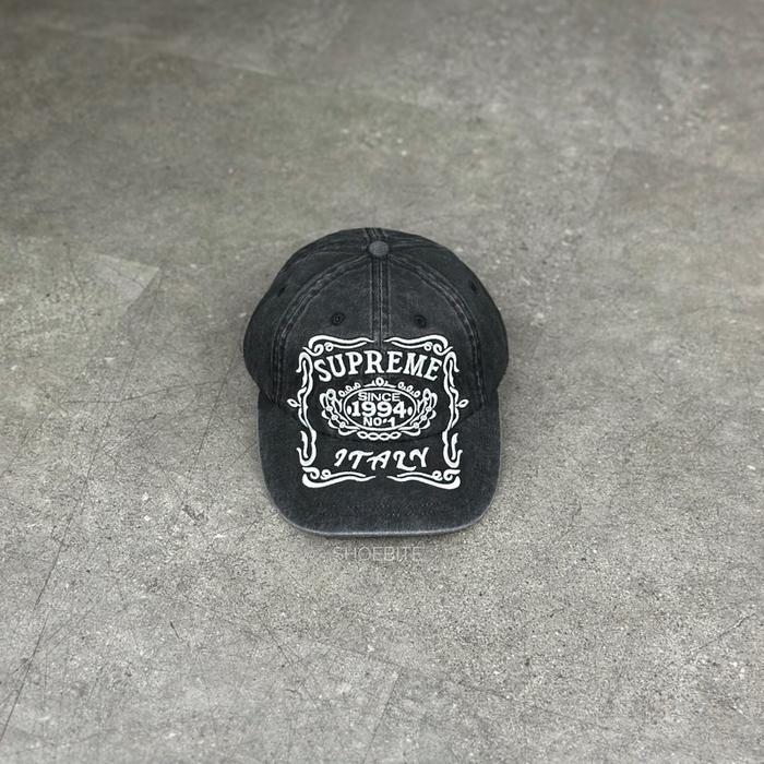 SUPREME ITALY 6 PANEL CAP BLACK 100% ORIGINAL