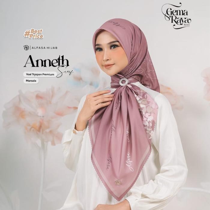Hijab Segi Empat Anneth Scarf Alfasa BY Alfasa Hijab Voal Tryspan Premium 115cm x 115cm - Kerudung, 
