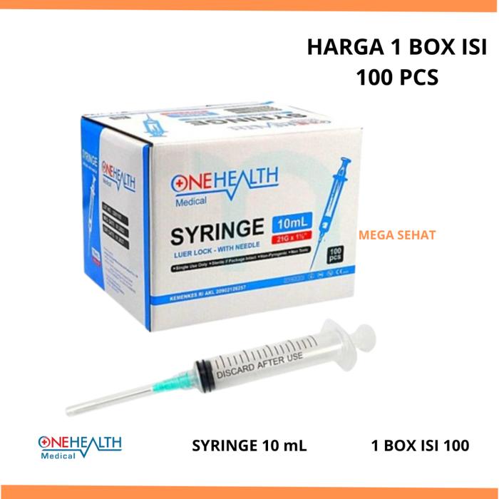 Jarum Spuit Suntikan 10ml Syringe 10cc Onehealth 1 Box isi 100 Pcs
