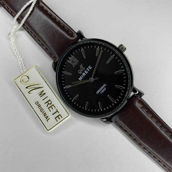 Jam tangan cowok merk MIRETE Besi Elegan Hitam Kaca beekilau