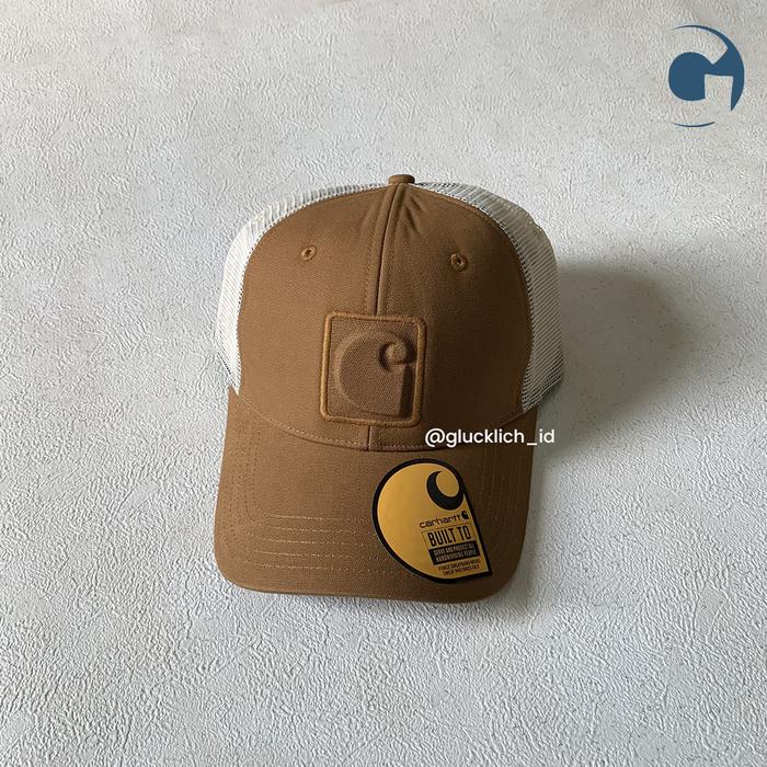 Carhartt, Canvas Logo C Trucker Hat in Brown