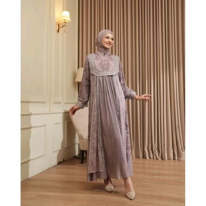 Baraya Syari Set Khimar Scraft All Size Matt Ceruty || Gamis Cantik Mewah Set Kerudung