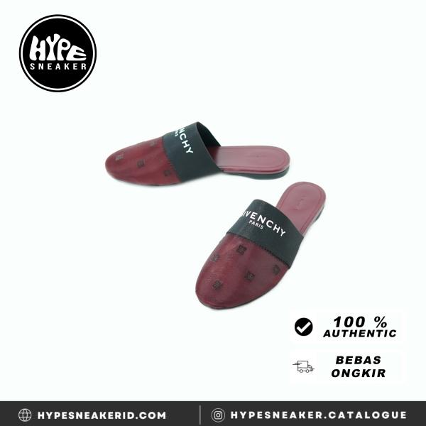 Sandal GIVENCHY BEDFORD BAND BLACK BURGUNDY BROWN FLAT MULES 100% ORIGINAL