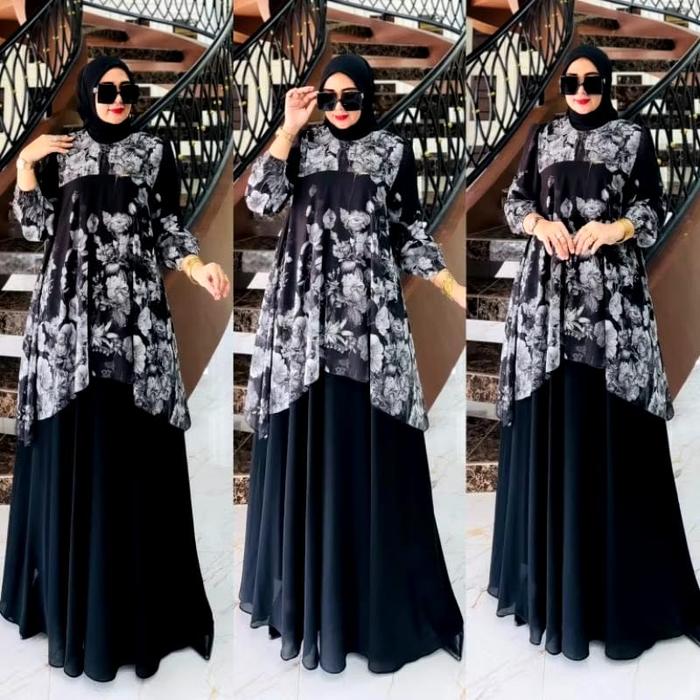 Nirina Dress Gamis Model Terbaru 2in1 / Gamis 2in1 Inner + Outer