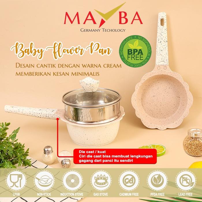 TERLARIS PANCI SET BAYI Sakura Flower Healthy BIRU mpasi ba bayi susu fry pan frypan mini marble ker