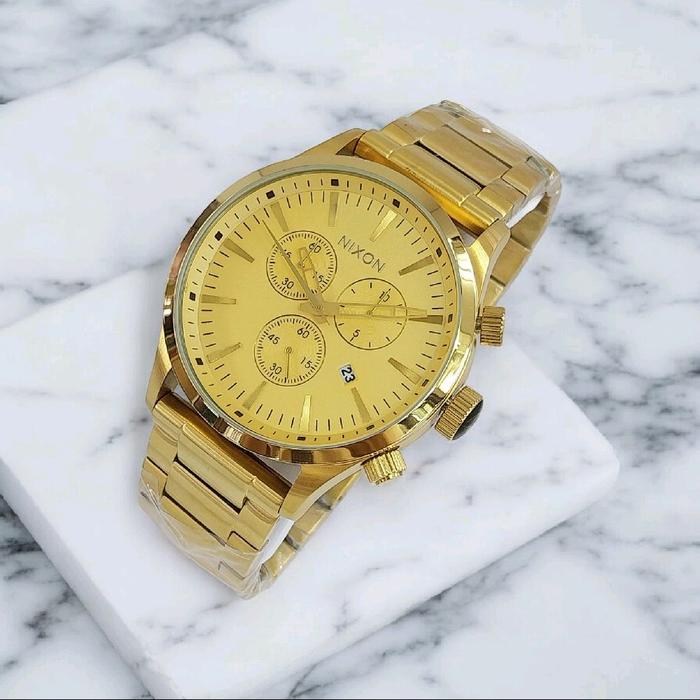 GROSIR TERMURAH!!!...Jam Tangan Pria Sultan Keren New NN FULL GOLD EMAS CHRONOGRAPH & TGL ON Rantai