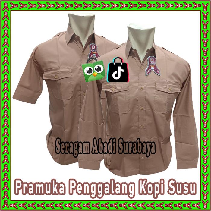 Kemeja / Baju Pramuka Penggalang ( Kopi Susu ) SMPN-SMAN Pendek & Panjang, Seragam Abadi.