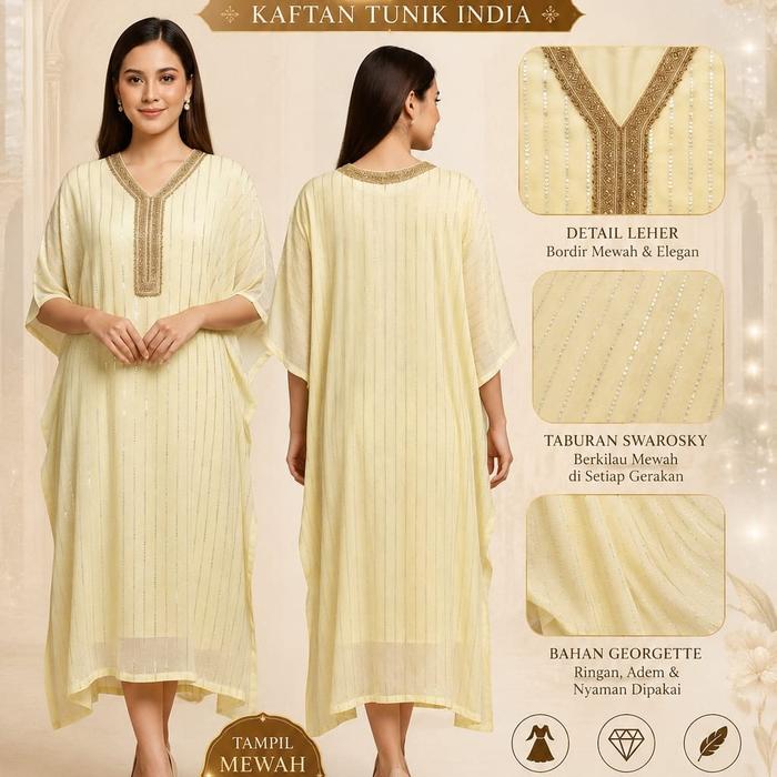 Kaftan tunik swarosky georgette air mata - kaftan tunik india