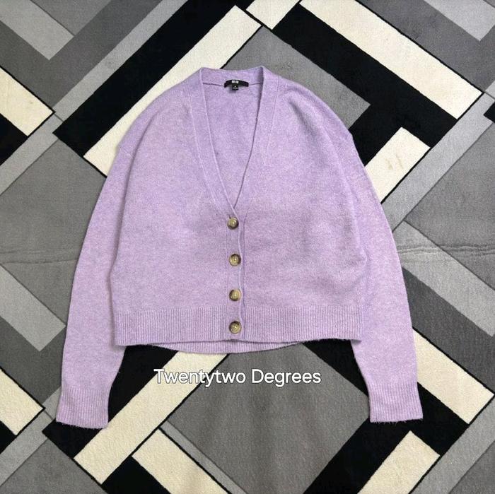 Cardigan Uniqlo Souffle Yarn Lilac