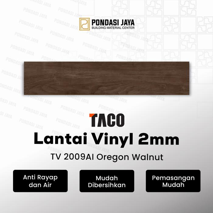 TACO Lantai Vinyl 2mm Motif Kayu per 1 box (Isi 27 lembar / 3,76 m²) - TV 2009 Oregon Walnut