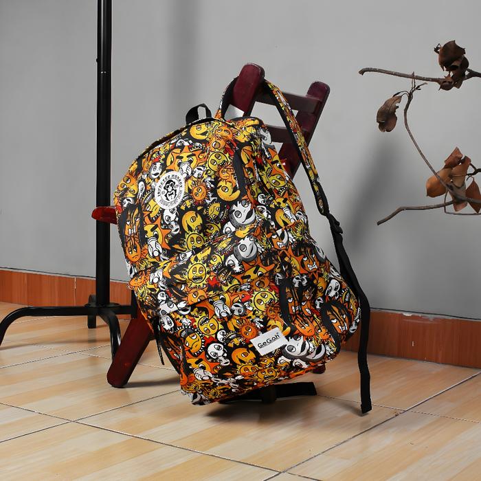 (g.e.g.o.h)_ Tas Ransel Sekolah Emot Mural - Bacpack Pria Kasual Trendy - Ransel Originals GEGOH
