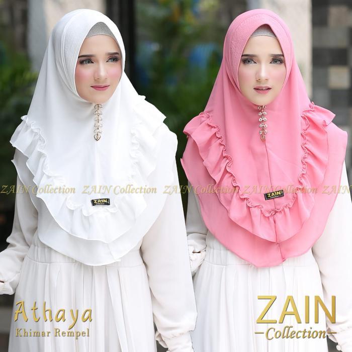 Hijab Syar'i Premium / Khimar syari Rempel / Khimar ceruti 2 layer Ped Soft Anti Tembem > Hijab Atha