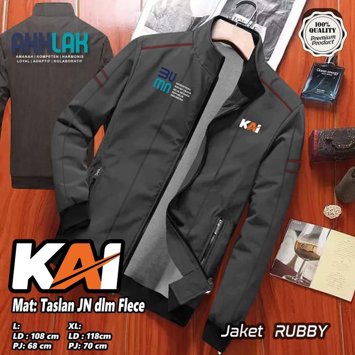 jaket sablon KAI AKHLAK BUMN - jaket KAI free custom sablon - jaket bolak balik