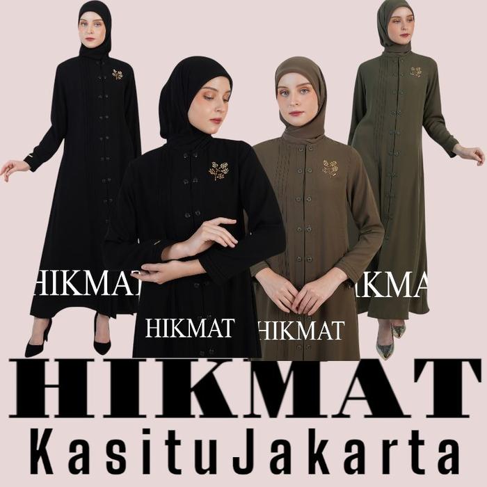 Abaya Hikmat UA5104 Black & Maroon Abaya Scarf