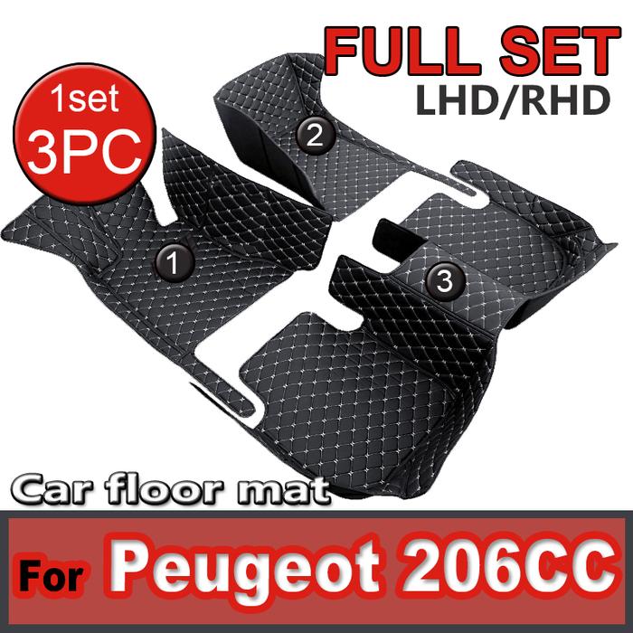 Car Floor Mats For Peugeot 206CC 206 CC T16 2000~2008 Leather Mat