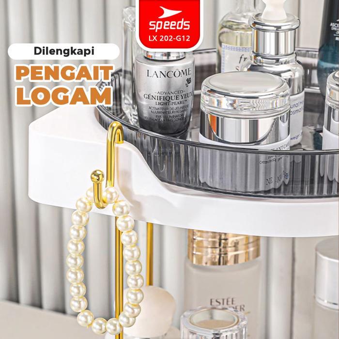 SPEEDS Rak Sudut Putar 360 Derajat Rak Kosmetik Estetik Wadah Penyimpanan Susun Ringkas Rak Dapur Bu