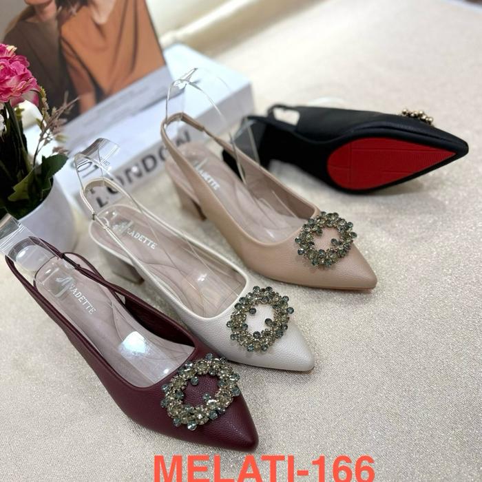 Nadette Melati 166 Heels Tali Belakang Tapak Tahu Geraldine Cantik Elegan Bahan Lembut Warna Bagus S