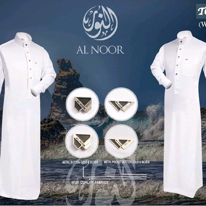 GAMIS PUTIH AL NOOR SAUDI MANSET / GAMIS MANSET AL NOOR / JUBAH AL NOOR