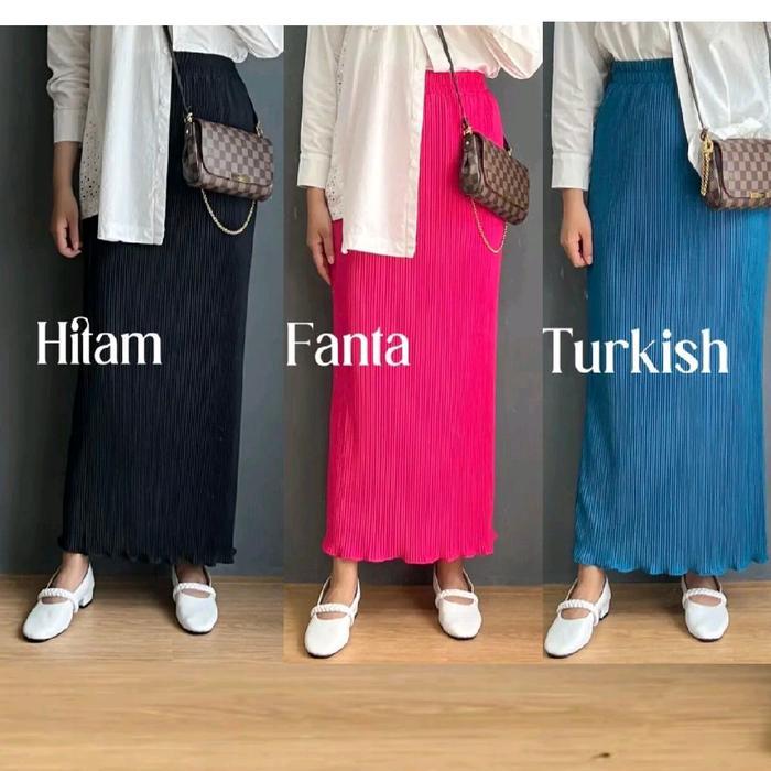 Promo Wavy- Rok Plisket Span Wavy - Rok Plisket Span Premium - Rok Lidi Wanita Panjang - Rok Span Li