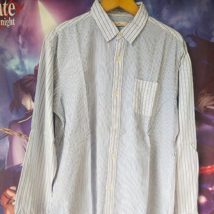 Global Work Striped Casual Shirt Kemeja Original Second Korea Japan Streetwear Y2K Merch Hypebeast L
