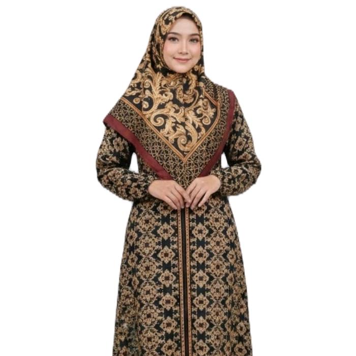 Gamis Hikmat Sultan Motif Batik Klasik Lengan Panjang Elegan Cocok untuk Acara Formal Size S M L