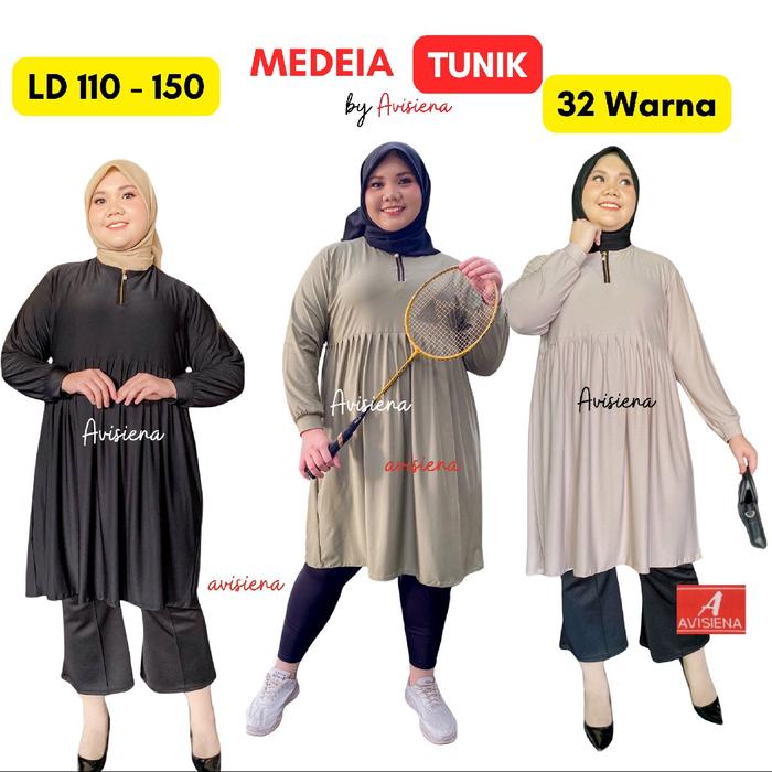 Avisiena - Tunik Putih Jumbo Wanita Terbaru Jersi Jersey Jumbo LD 110 120 130 140 150 XXL XXXL L3 BI
