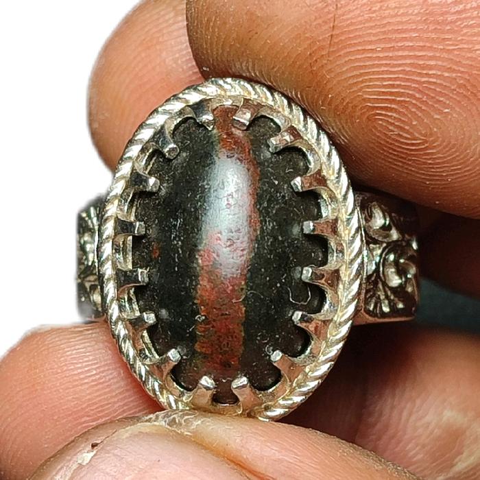 cincin batu akik motif panciran ati ayam lumut jamal