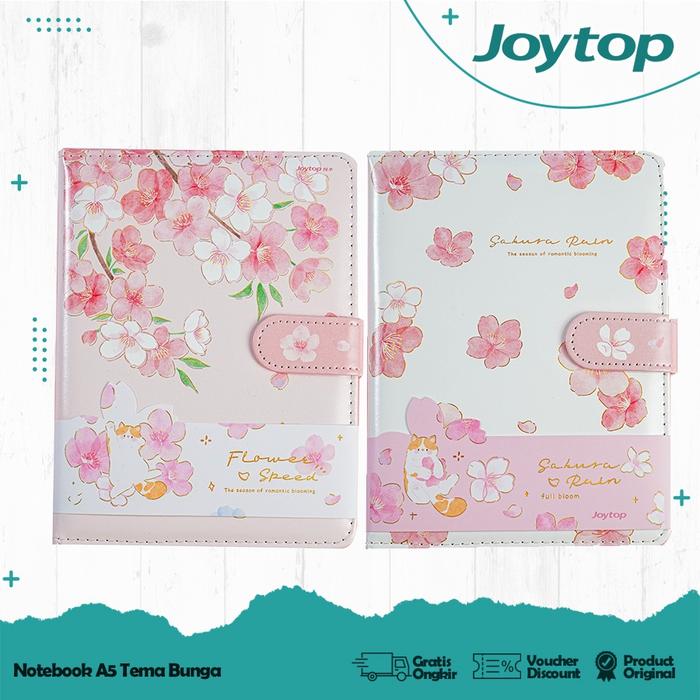 Joytop Notebook A5 A6 Pink Flower Sakura Planner Agenda Magnetic/ Buku Catatan Jurnal Diary Motif Lu