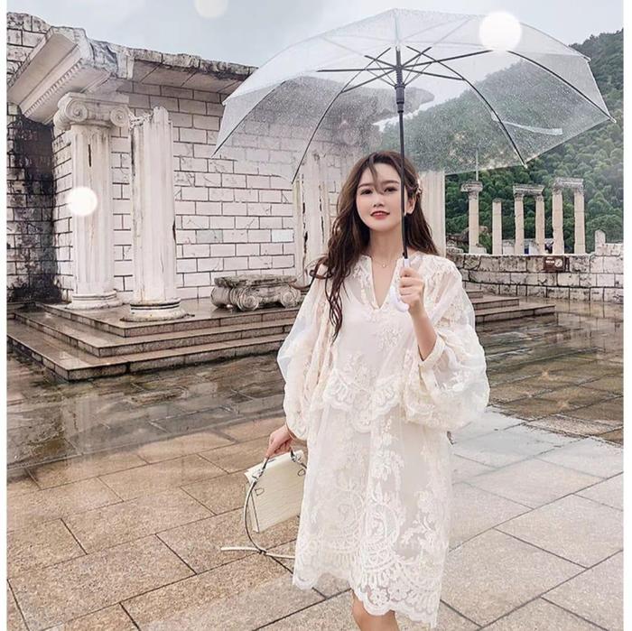 Vessa Loose Dress Fashion Gaun Wanita Casual Embroidered Silk Organza Bordir Floral Inner Camisole B