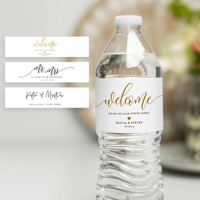 Personalized Wedding Water Bottle Label Birthday Party Thank You Water Bottle Sticker Bridal Shower