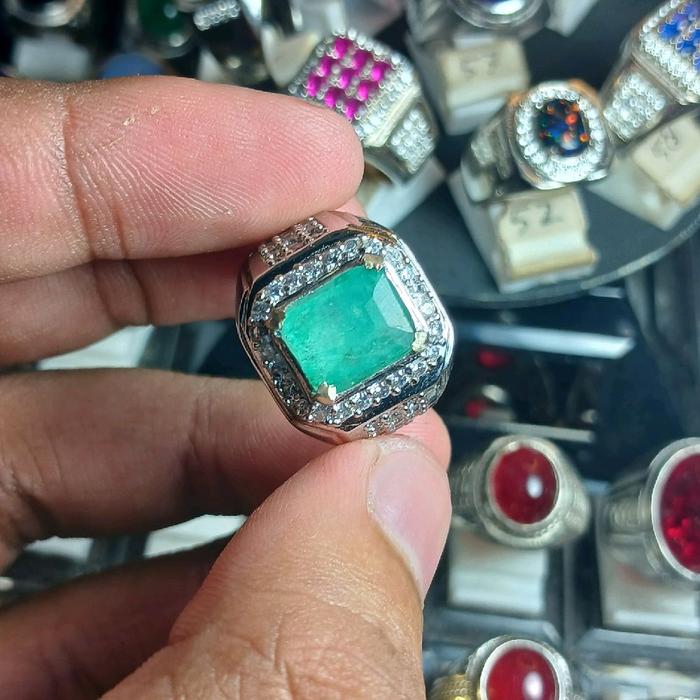 cincin zamrud colombia ring microsetting mewah