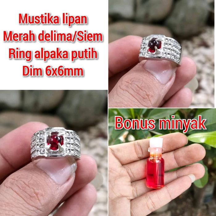 CINCIN PRIA MUSTIKA LIPAN MERAH DELIMA+BONUS MINYAK RING ALPAKA PUTIH