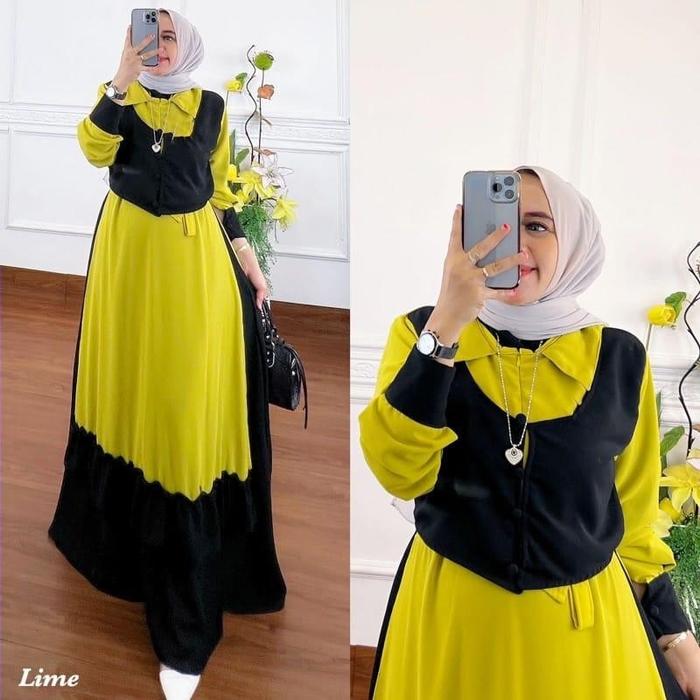 Terbaru Vallina Outfit - Kinanti Maxy Gamis Muslim Wanita OOTD Lebaran Premium