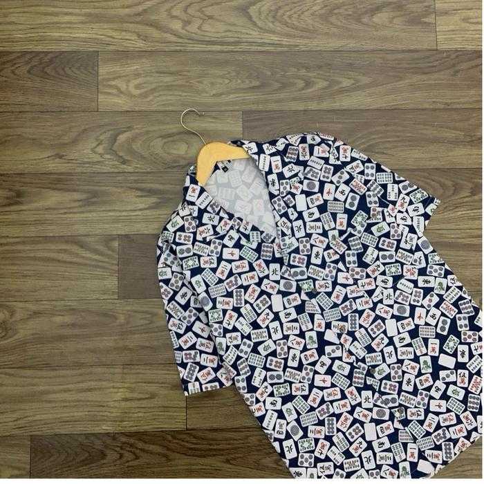 Kemeja ZJCC Branded Mahjong Tile Short Sleeve