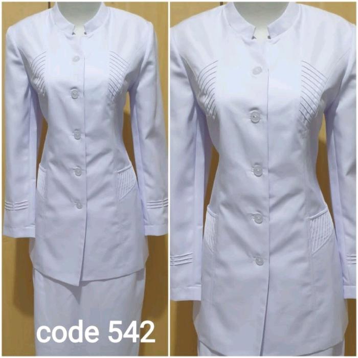 Seragam Putih Rok Wanita, Baju Dinas Puskesmas Wanita, Seragam ASN, PNS, Stelan Seragam Kerja NAKES 