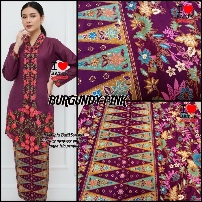 SARUNG BETAWI MOTIF 72 BURGUNDY MERAH MARUN PINK KUNING HIJAU MARON MAROON WINE MERLOT OXBLOOD BORDE