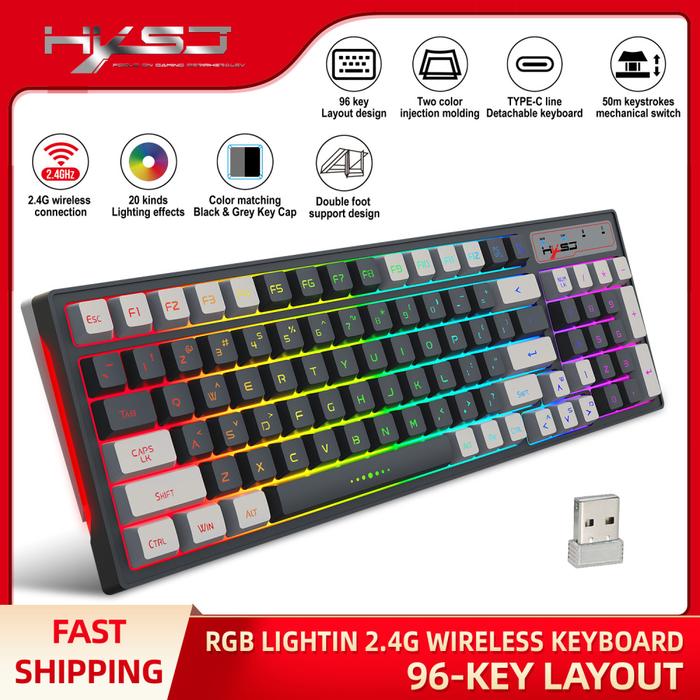 Wireless Gaming Keyboard 2.4G Rechargeable Gaming Keyboard RGB