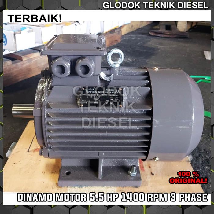 Dinamo Motor 5.5 HP 5,5 PK 1400 RPM 4 POLE 3 PHASE Gulungan FULL TEMBAGA