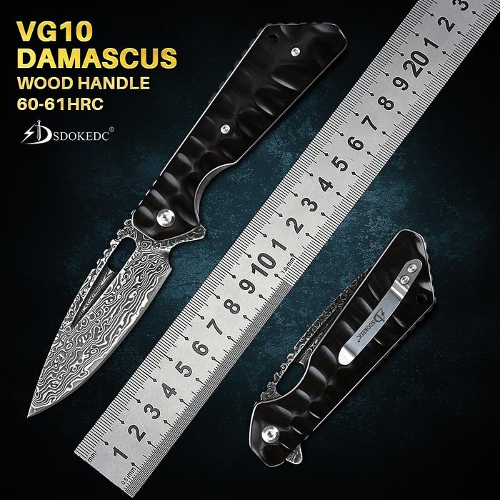 SDOKEDC Knives VG10 Damascus Utility Pocket Folding Knife Tactical