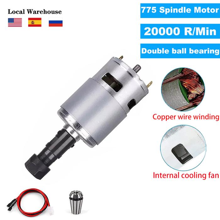 775 Spindle Motor DC 12V-24V 20000 RPM Mini Electric Motor Ball