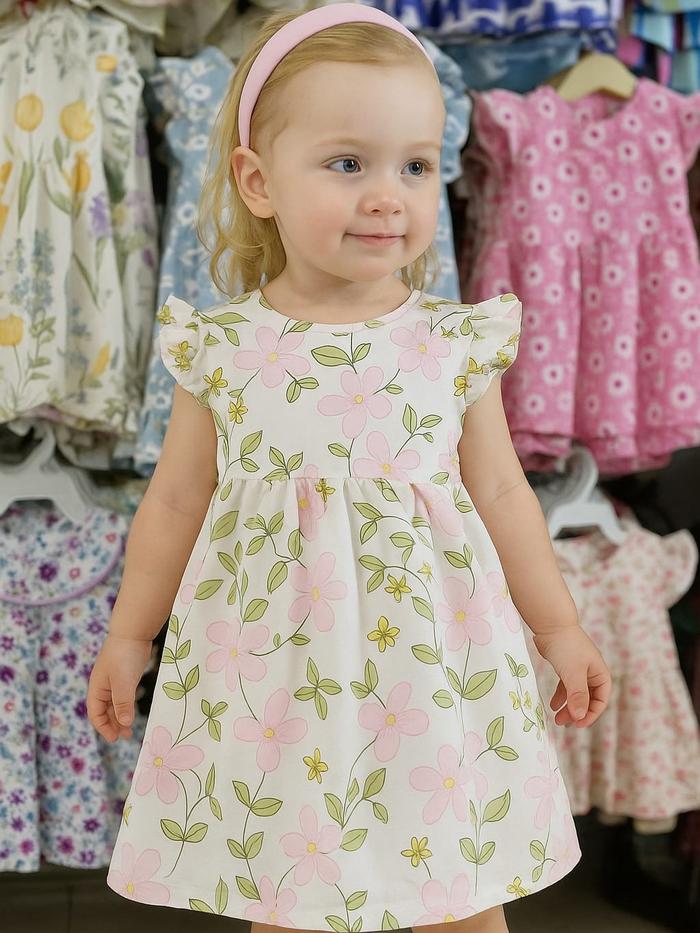 Dress Anak Perempuan Bunga Usia 1-4 Tahun Bahan katun Okelo Grosir