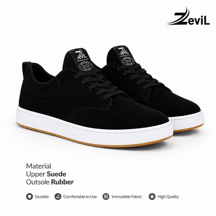 Zevil Sepatu Kasual Sneakers Black White