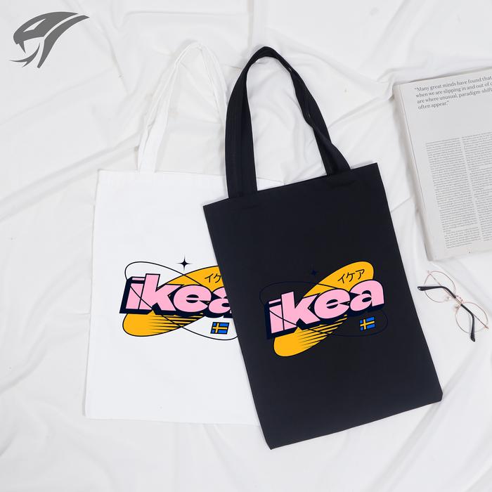 TOTE BAG IKEA KANVAS PREMIUM UKURAN 40X30CM / TAS / RESLETING / SERUT / WANITA / BELANJA / PASAR / D