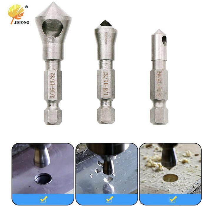 MalakuMall | Mata Bor Countersink 3 PCS | Drill Bit HSS | Aksesori Bor Kayu Besi Bengkel
