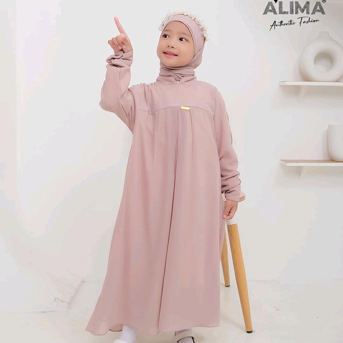 GAMIS ANAK TERBARU ALINE PLES HIJAB/BAJU MUSLIM ANAK ZAMAN SEKARANG/SERAGAM ANAK BUAT NGAJI