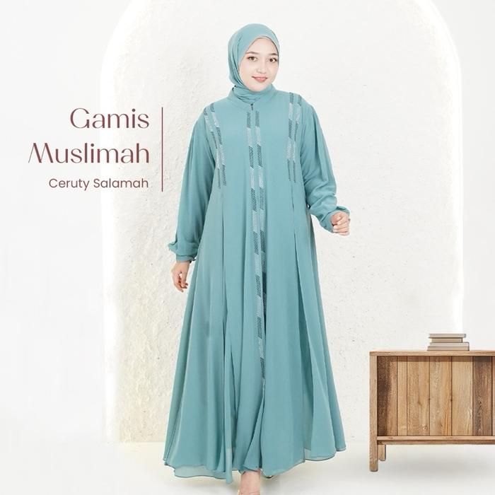 Ray’sah l Gamis Muslimah Ceruty Salamah Series l Adem & Stylish Lembut Syari