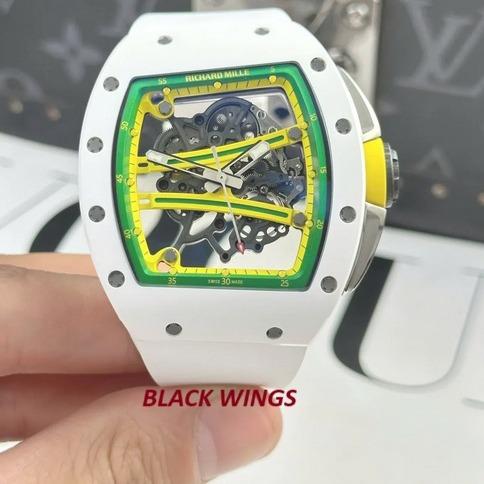 BLACKWINGS61 YOHAN BLAKED SWISS AUTOMATIC WHITE RUBBER CASE JAM TANGAN PRIA RM61 SWISS