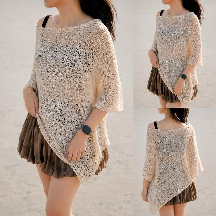 Outer Poncho Rajut Bali Penutup Tubuh untuk Summer Outer Rajut Bali Premium - Wanita