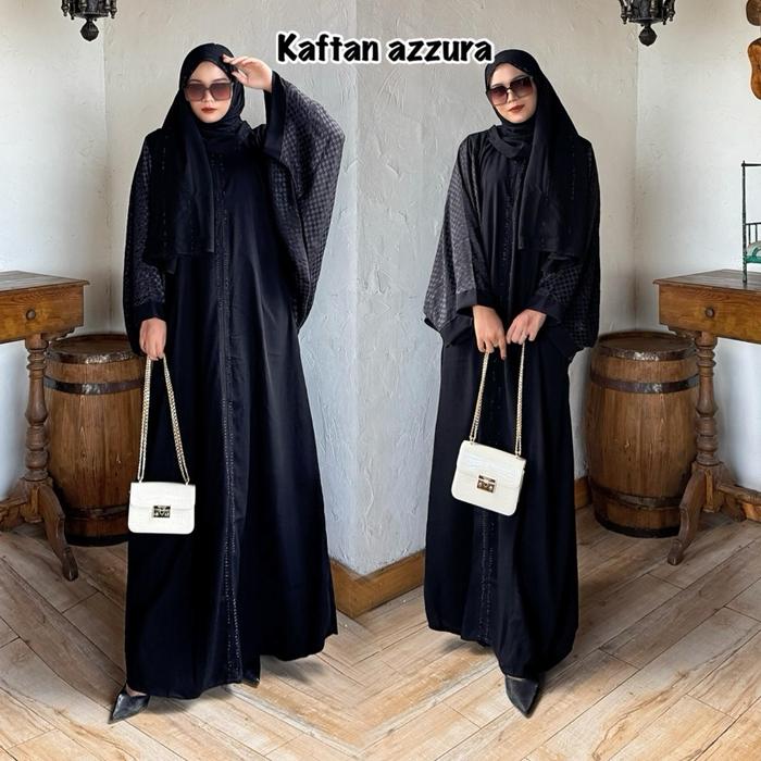 JAUHARA-Abaya Kaftan Hitam Turkey Gamis Arab Saudi Dubai Kaftan Azzura Turki Syari